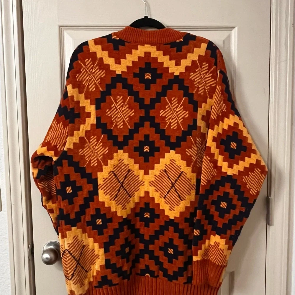Vintage Royal Prestige Sweater Jacket | Geometric Pattern, Full Zip - Picture 2 of 7
